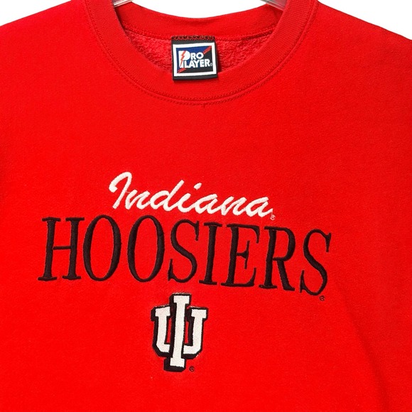 Vintage Pro Player Indiana Hoosiers Sweat Shirt Embroidered Crewneck Large Red - Picture 3 of 9